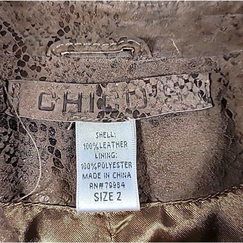Chico’s Python Leather Jacket Brown Sz 2 Fits L F… - image 5